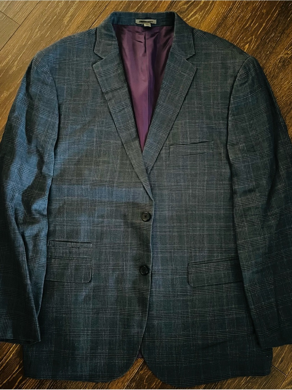 JOHNSTON & MURPHY Men’s Blue Plaid Two-Button Sport Coat Blazer Jacket XXL